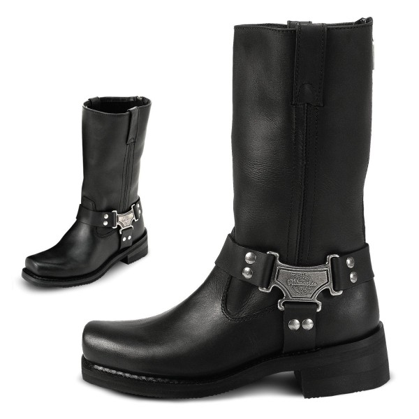 Classic Harness Leather Women's Motorcycle Boots (Black- Size 6.5C ...