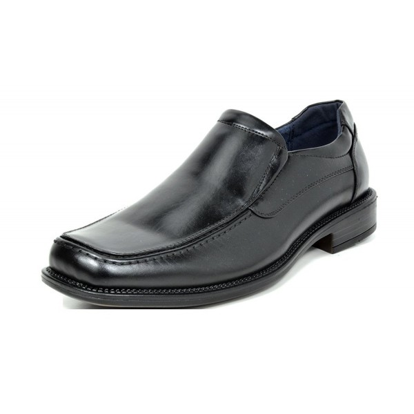 Men's Leather Lined Square Toe Dress Loafers Shoes - Black - CI12NTJKQ7E