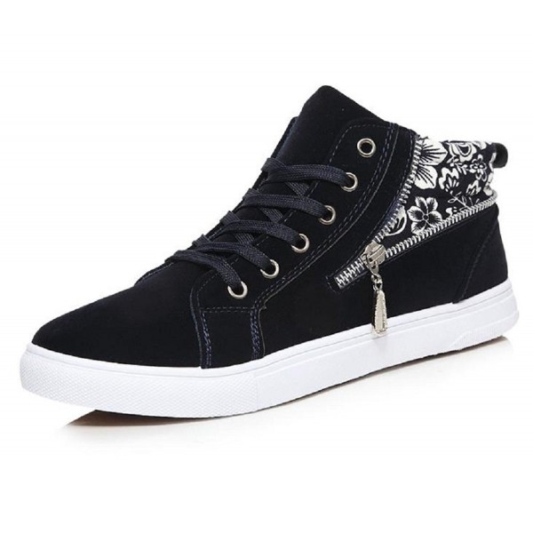 High Top Sneaker Shoes For Men Floral Pattern Cool Side Zipper Fastener ...