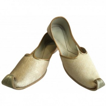 Men's Gold Khussa Shoes Punjabi Jutti Indian Ethnic Mojari Tribal ...