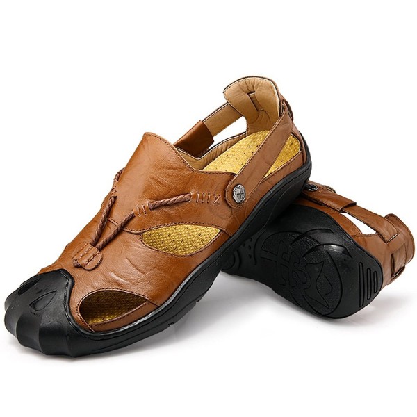 Qiucdzi Leather Sandals Breathable Fisherman